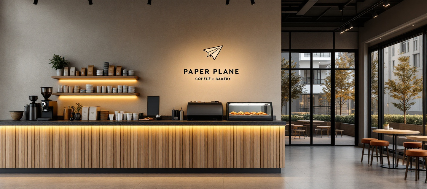 Paper Plane coffee bar inside an office building